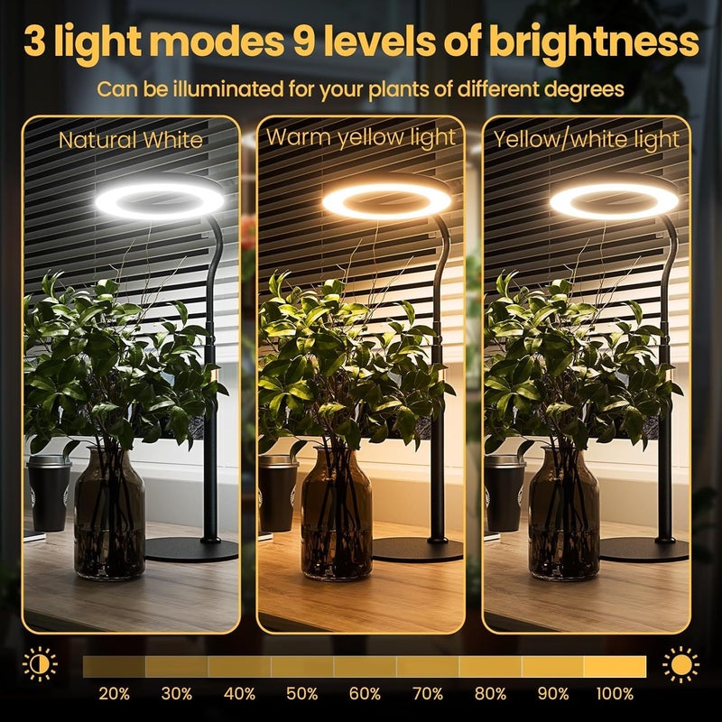 bseah Grow Light, Plant Stand Light for Indoor Plants 2 Pack, Full Spectrum Desk Grow Lamp with Pedestal, Automatic Timer for 3H/9H/12H, Height Adjustable - Image 3